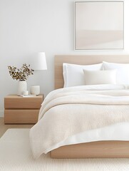 Minimalist Bedroom with White Bedding