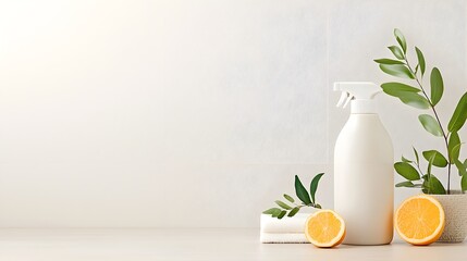 "Minimalist Still Life with Milk Bottle and Oranges"