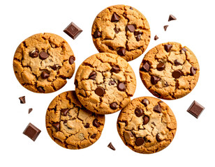 Chocolate chip cookies fresh baked homemade dessert food delicious on transparent background