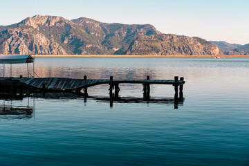 amazing nature landscape of Kaunos antique town historical ruins and ancient Lycian dalyan harbour