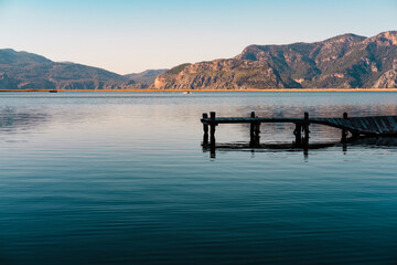 amazing nature landscape of Kaunos antique town historical ruins and ancient Lycian dalyan harbour