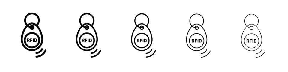 RFID key tag icon vector in editable stroke linear pictogram