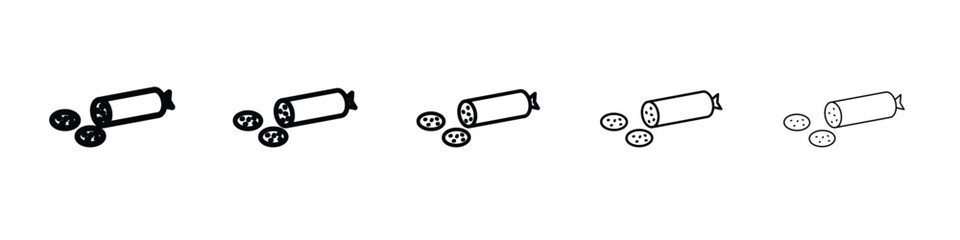 Salami icon vector in editable stroke linear pictogram
