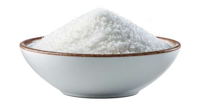 White bowl filled with granulated substance on transparent background - Powered by Adobe