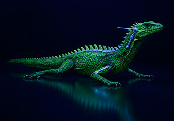 Obraz premium Green lizard anatomy illustration