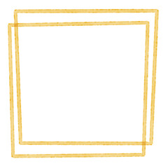 手描き水彩の黄色いダブルスクエアフレーム