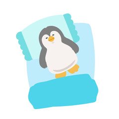 ペンギンと布団　イラスト