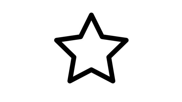 Animated black line drawing of a star. Simple graphic element.