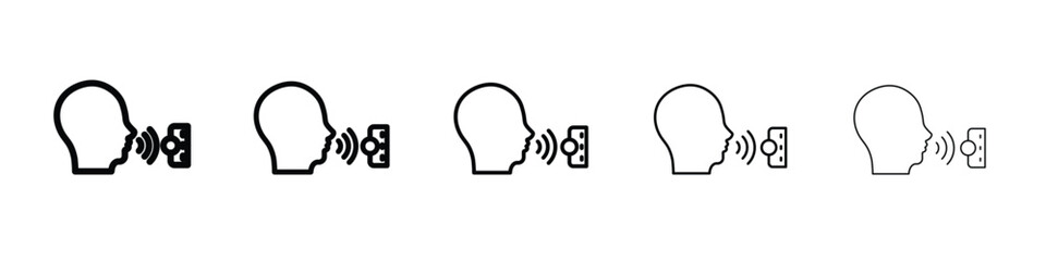 Voice control icon vector in editable stroke linear pictogram