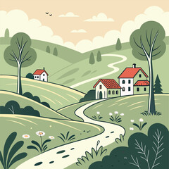 landscape with houses