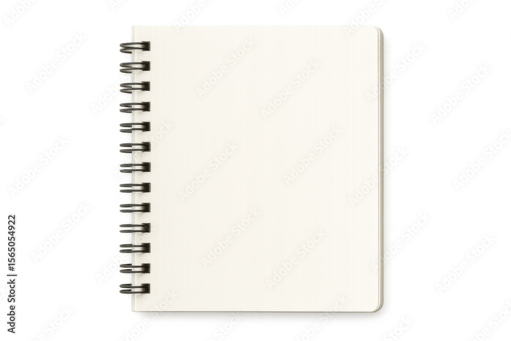 Poster closed spiral notepad with blank white pages on transparent background, creating a versatile mockup 