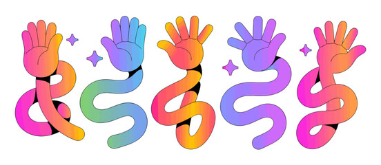 Waving hands illustration, abstract, colorful, art, graphic resource, fun, surreal