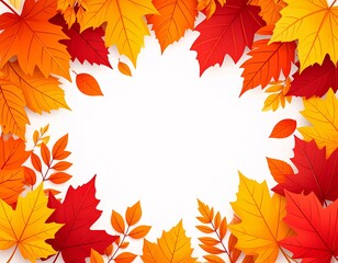 Vibrant Autumn Leaves Frame Perfect for Fall Designs and Thanksgiving Greetings