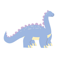 Naklejka premium Cute Blue Brontosaurus Dinosaur Cartoon Illustration