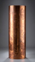 Tall Copper Cylinder Vase on Gray Background