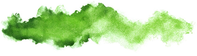 Green watercolor blot on white background.