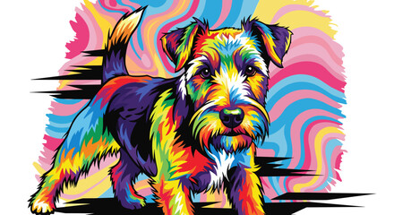 Colorful dog art, vivid pet illustration, bright animal portrait, canine graphic, cheerful design