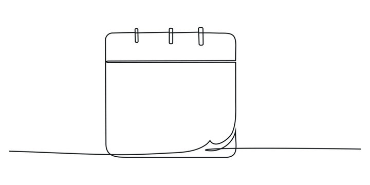 Continuous one line drawing of a Calendar . Symbol of memorable date and event day in simple linear style, Calendar continuous line drawn. Vector illustration