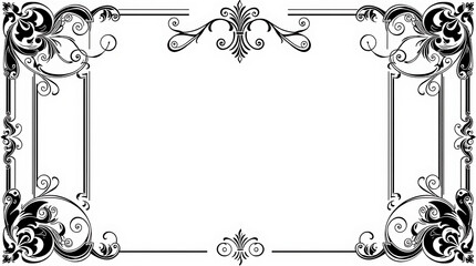 A vintage ornate frame with decorative design elements is isolated on white background, featuring elegant swirls and classic flourishes
