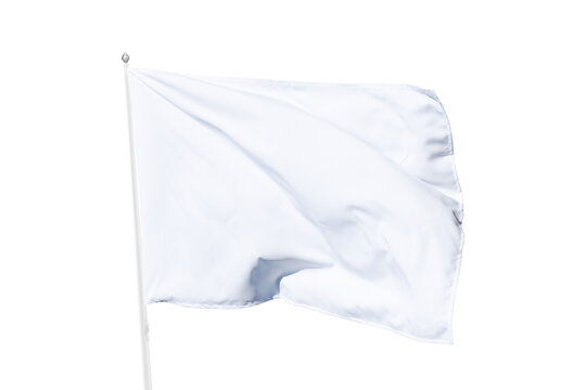 Transparent white flag billowing softly on a flagpole under sunny skies, perfect for themes of neutrality, announcements, or clean design aesthetics - Powered by Adobe