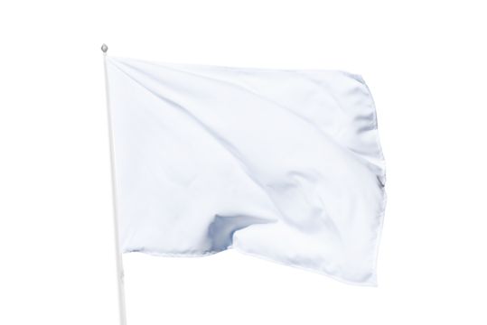 Transparent white flag billowing softly on a flagpole under sunny skies, perfect for themes of neutrality, announcements, or clean design aesthetics