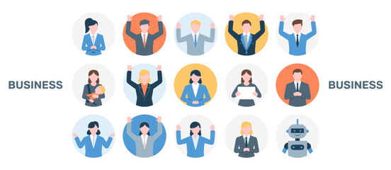 Diverse business people teamwork, robot team, leadership, teamwork, business concept