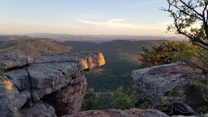 Mogollon Rim, Rocky Outcrop at Sunset, Payson, Arizona