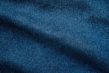 Close-up image of blue denim fabric showing detailed texture and weave patterns with subtle light reflections.