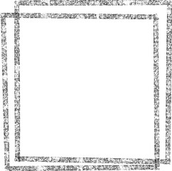 黒いテクスチャの手描きのダブルスクエアフレーム