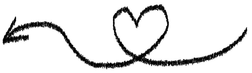 Hand drawn heart icon. Arrow