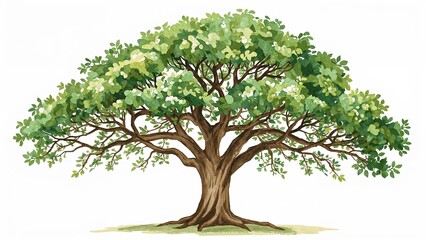 Obraz premium Vibrant watercolor tree with lush green foliage