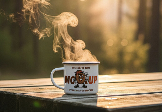 Steaming Enamel Mug Mockup