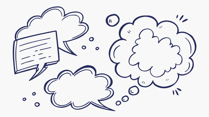 Fototapeta premium Hand-drawn speech and thought bubbles in a creative style, perfect for conveying ideas and dialogue.