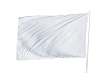 Blank white flag on transparent background, ideal for isolated product mockups, minimalist compositions, or branding and identity design