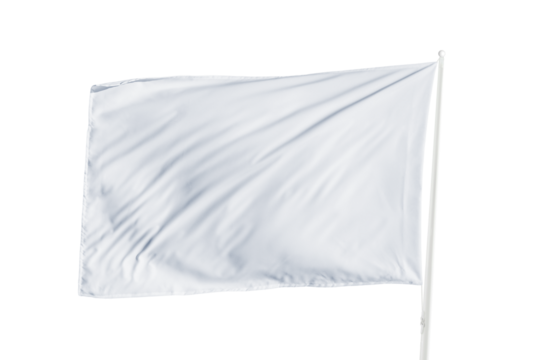 Blank white flag on transparent background, ideal for isolated product mockups, minimalist compositions, or branding and identity design