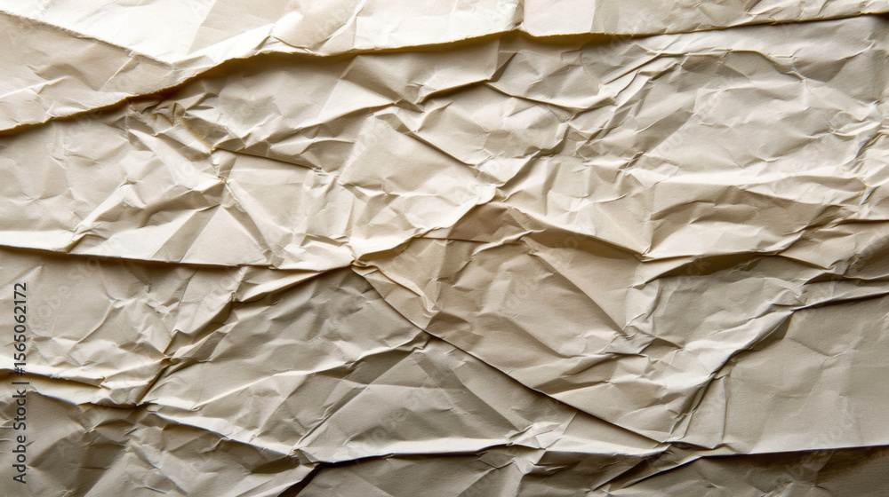 Wall mural crumpled paper texture with soft creases and natural light creating subtle shadows, evoking sense of