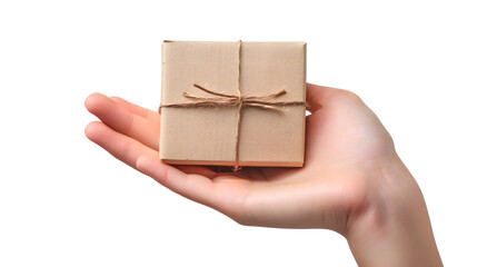 hand holding a box isolated on white background