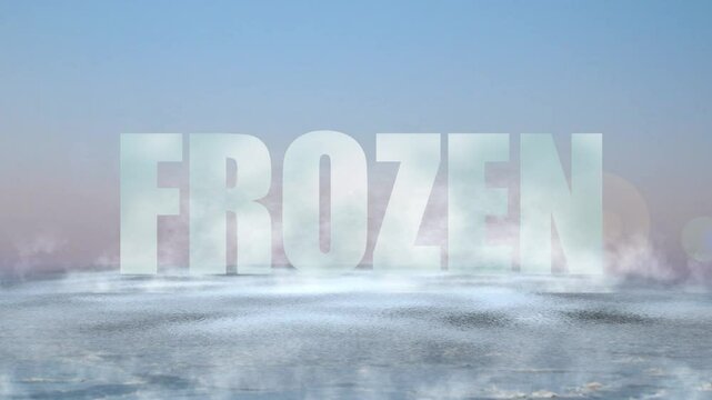 iced letters shining in the chilly winter morning glow frozen