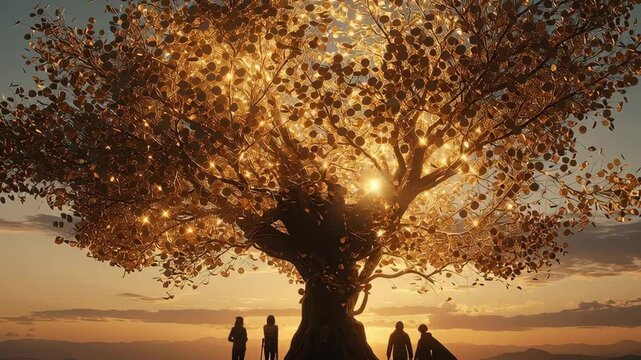Golden Tree with Coins Symbolizing Generational Wealth