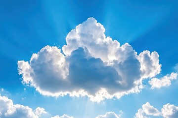 Sunbeams Pierce Majestic Cumulus Cloud: A Serene Sky Scene