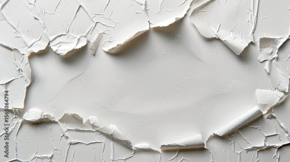 Poster peeling paint reveals textured surface underneath, creating interesting visual contrast. cracks and 