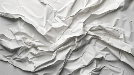 Crumpled white paper creates radiant fabric like texture, showcasing intricate wrinkles and folds that evoke sense of depth and dimension. soft, neutral tones enhance its visual appeal