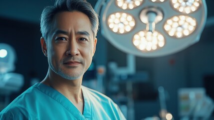 Skilled surgeon prepares for a complex surgery in a modern operating room environment