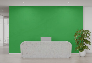 modern living room with green background.