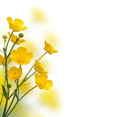 Summer mood, delicate yellow buttercup flowers on a soft background.