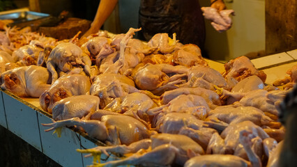 Freshly Dressed Poultry at a Market Stall