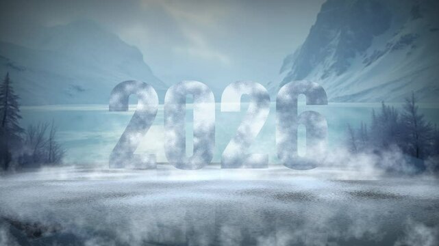 iced letters shining in the chilly winter mountain morning glow