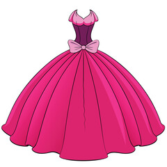 Fiery bright pink ball gown with a voluminous skirt, boasting a bold and unforgettable presence.