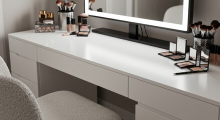 White modern vanity table minimalist design clean lines home decor