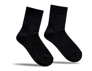 Black Socks Mockup – Minimalist Footwear Packaging Isolated on White Background